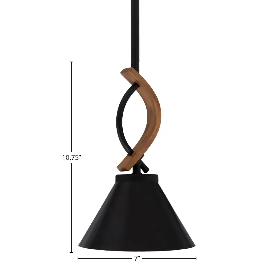 Monterey Stem Hung Mini Pendant with Wood-Look Finish - Image 2