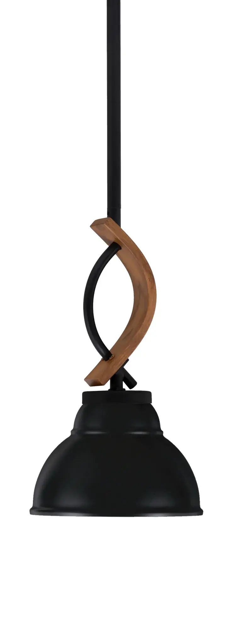 Monterey Stem Hung Mini Pendant with Wood-Look Finish - Image 1