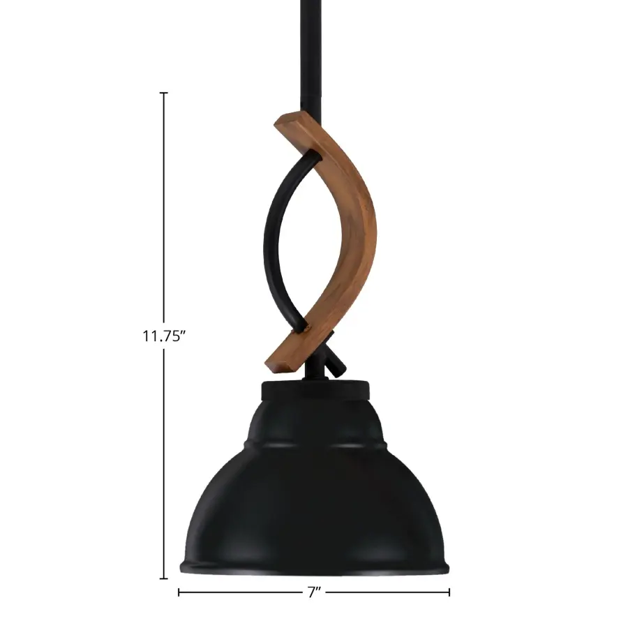 Monterey Stem Hung Mini Pendant with Wood-Look Finish - Image 2