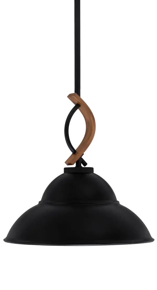 Monterey Stem Hung Mini Pendant with Wood-Look Accent - Image 1