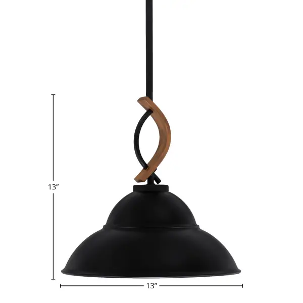 Monterey Stem Hung Mini Pendant with Wood-Look Accent - Image 2
