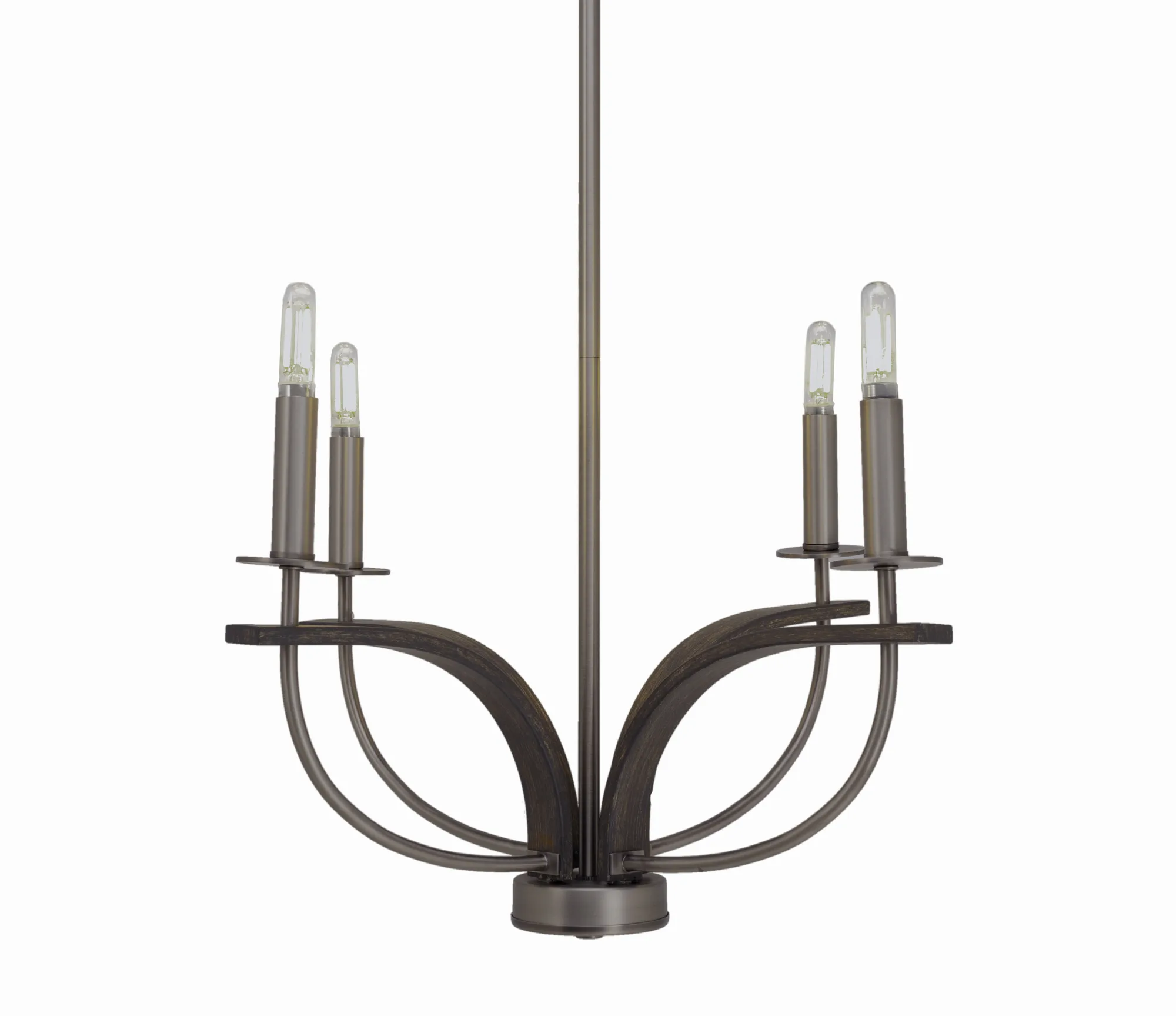 Monterey 4-Light Uplight Chandelier in Graphite & Distressed Wood