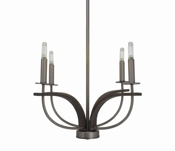 Monterey 4-Light Uplight Chandelier in Graphite & Distressed Wood - Image 1