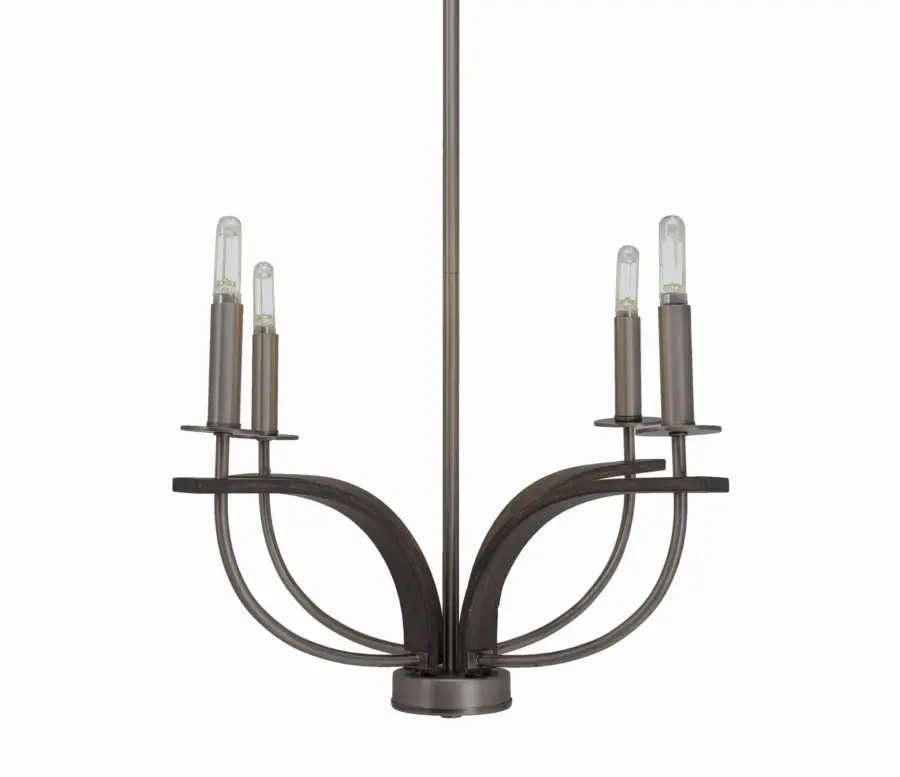 Monterey 4-Light Uplight Chandelier in Graphite & Distressed Wood - Image 1