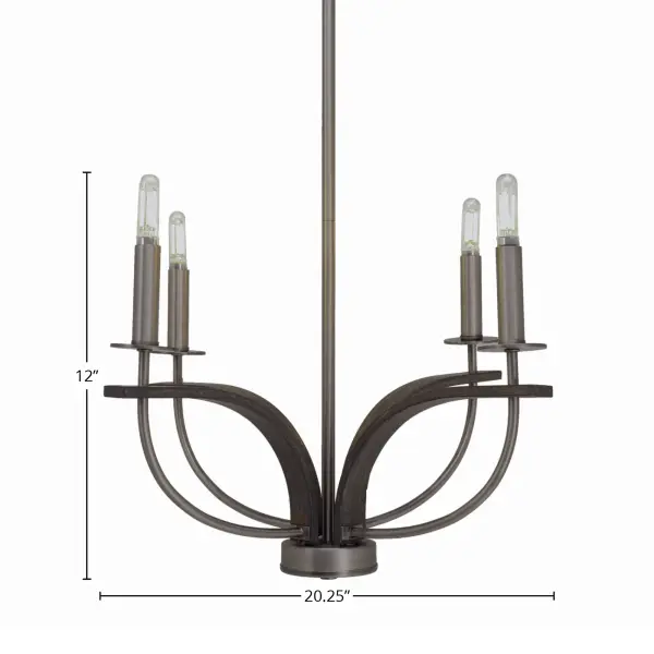 Monterey 4-Light Uplight Chandelier in Graphite & Distressed Wood - Image 2