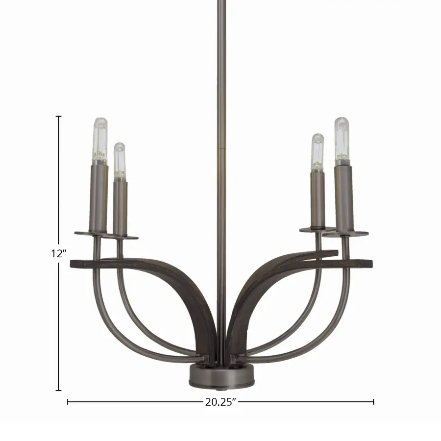 Monterey 4-Light Uplight Chandelier in Graphite & Distressed Wood - Image 2