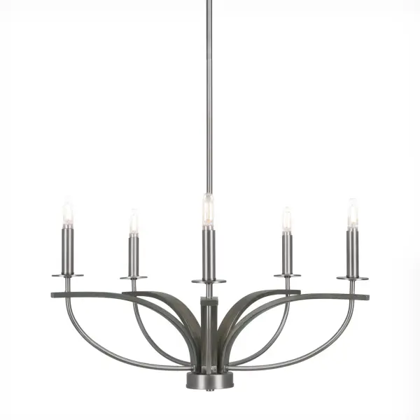 Monterey 5-Light Uplight Chandelier in Graphite & Distressed Wood - Image 1