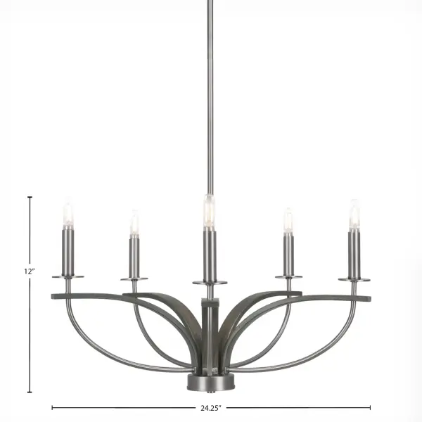 Monterey 5-Light Uplight Chandelier in Graphite & Distressed Wood - Image 2