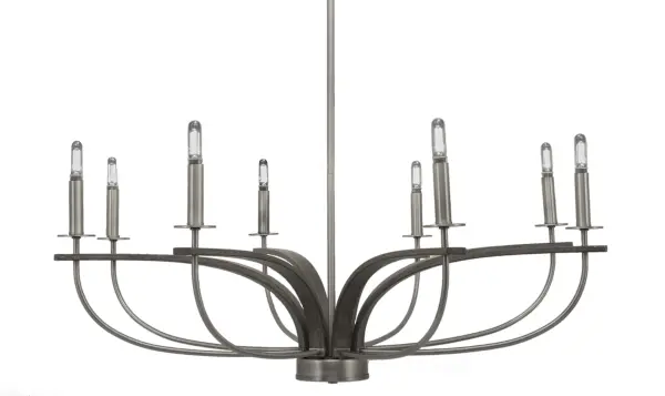 Monterey 8-Light Uplight Chandelier in Graphite & Distressed Wood - Image 1