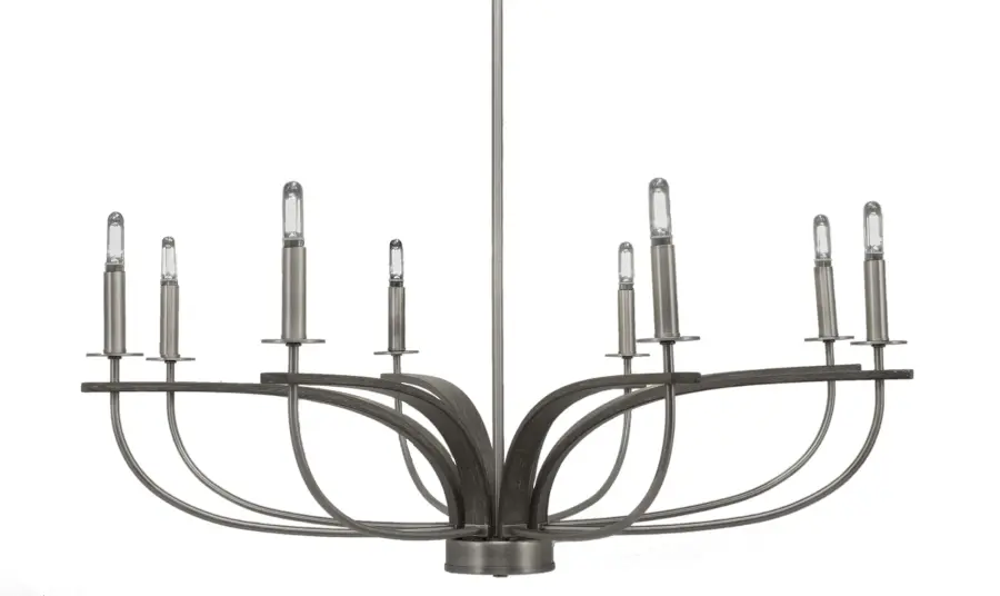 Monterey 8-Light Uplight Chandelier in Graphite & Distressed Wood - Image 1