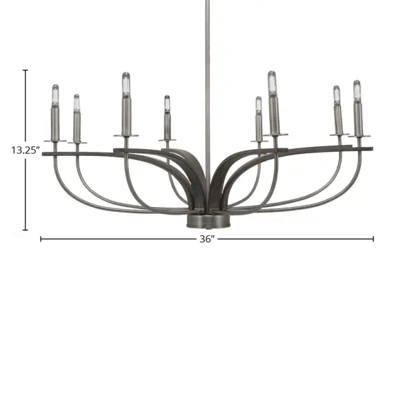 Monterey 8-Light Uplight Chandelier in Graphite & Distressed Wood - Image 2