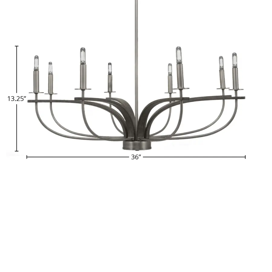 Monterey 8-Light Uplight Chandelier in Graphite & Distressed Wood - Image 2