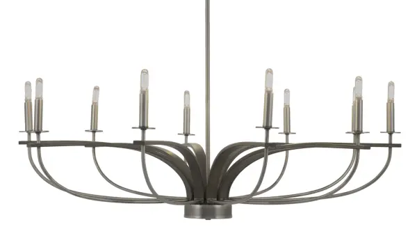Monterey 10-Light Uplight Chandelier in Graphite & Distressed Wood - Image 1