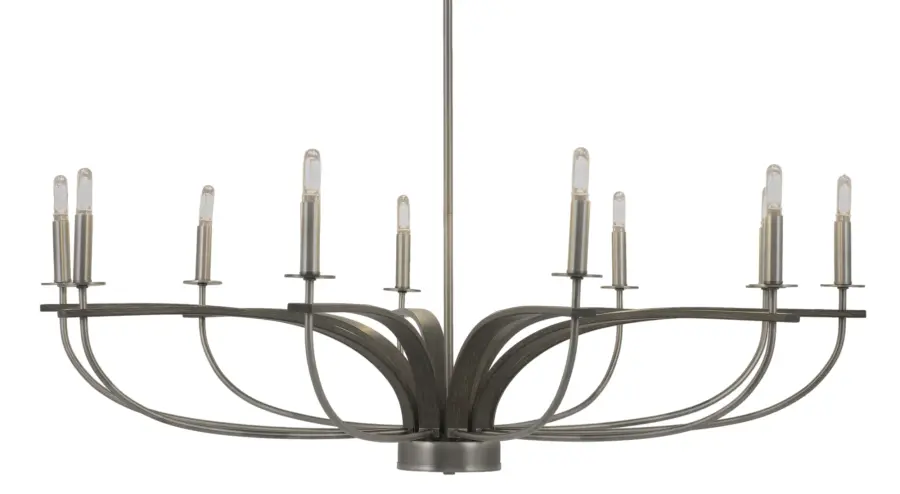Monterey 10-Light Uplight Chandelier in Graphite & Distressed Wood - Image 1