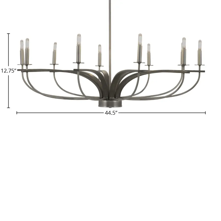 Monterey 10-Light Uplight Chandelier in Graphite & Distressed Wood - Image 2