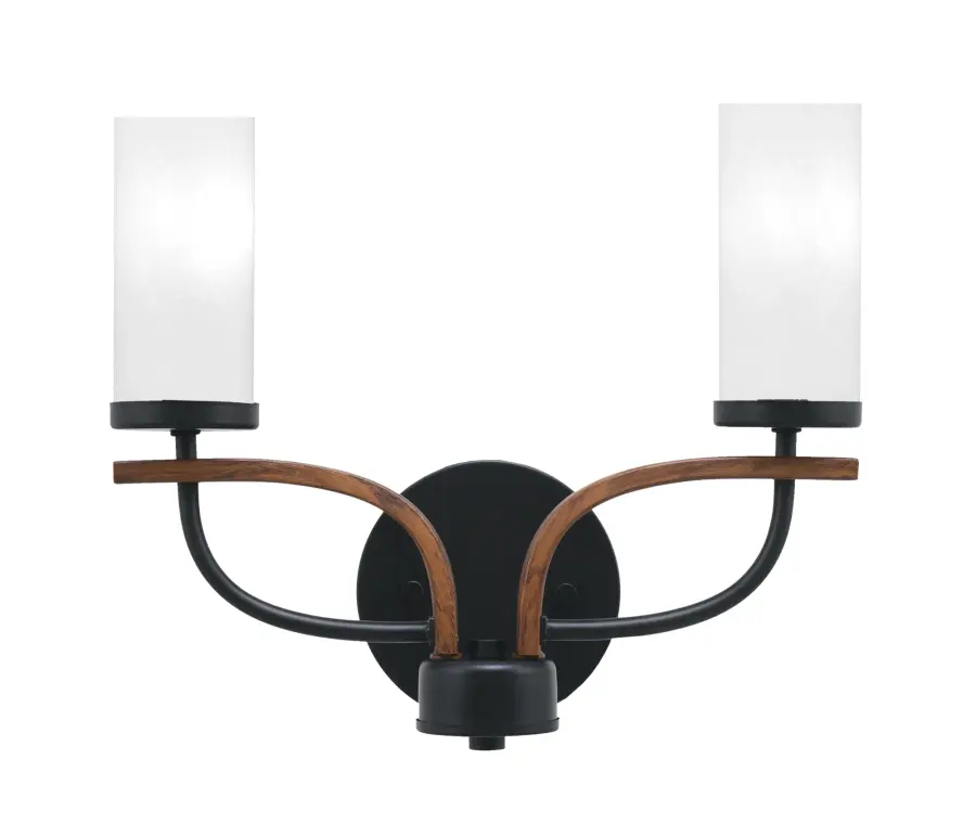 Monterey 2-Light Bath Bar in Matte Black with White Marble Glass - Image 1