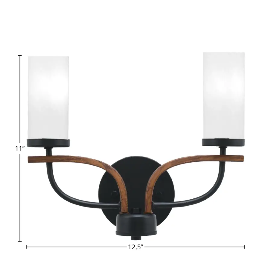 Monterey 2-Light Bath Bar in Matte Black with White Marble Glass - Image 2