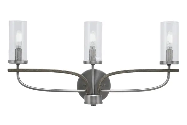 Monterey 3 Light Bath Bar with Clear Bubble Glass - Image 1