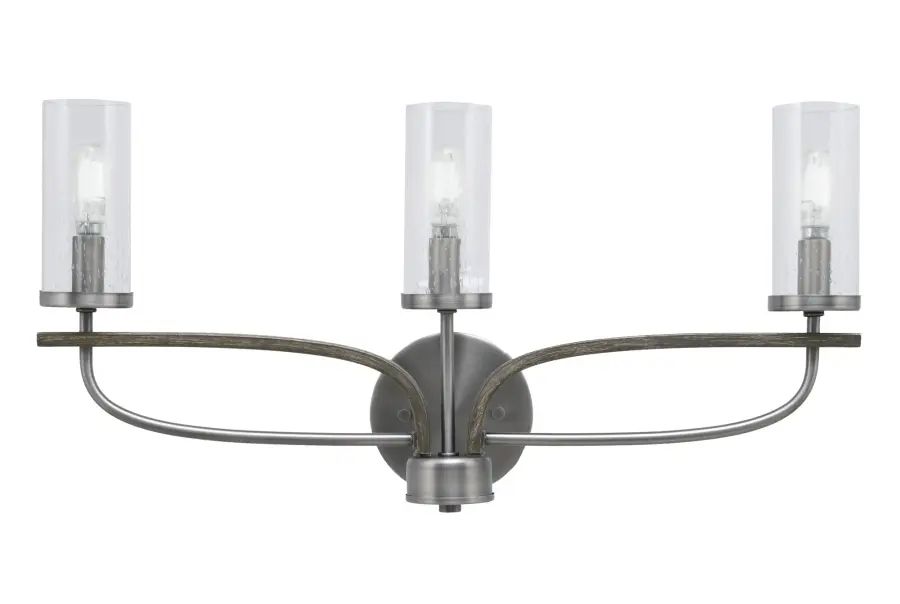 Monterey 3 Light Bath Bar with Clear Bubble Glass - Image 1