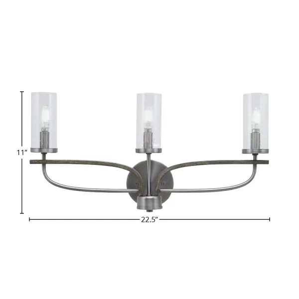 Monterey 3 Light Bath Bar with Clear Bubble Glass - Image 2