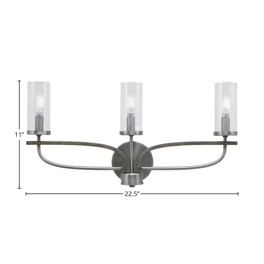 Monterey 3 Light Bath Bar with Clear Bubble Glass - Image 2