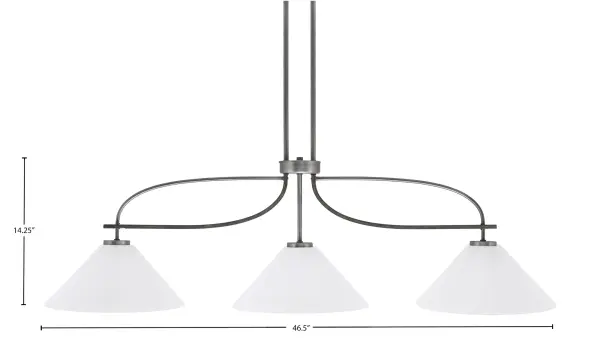 Monterey 3-Light Island Chandelier with White Marble Glass - Image 2