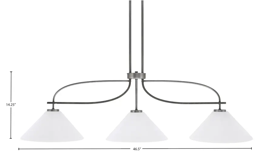 Monterey 3-Light Island Chandelier with White Marble Glass - Image 2