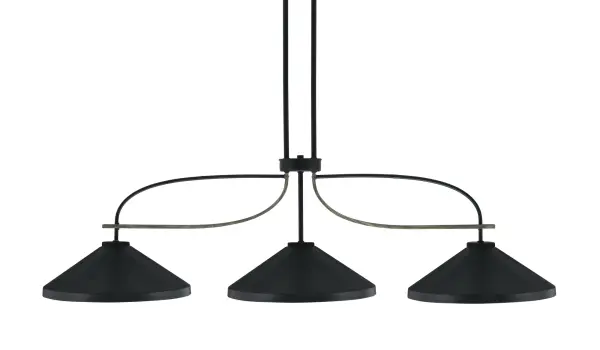 The Monterey 3-Light Bar combines rustic distressed wood-look metal with sleek matte black cone shades for a striking modern farmhouse aesthetic. Its adjustable hanging height and substantial 48.75-inch length make it perfect for kitchen islands and dining tables.
