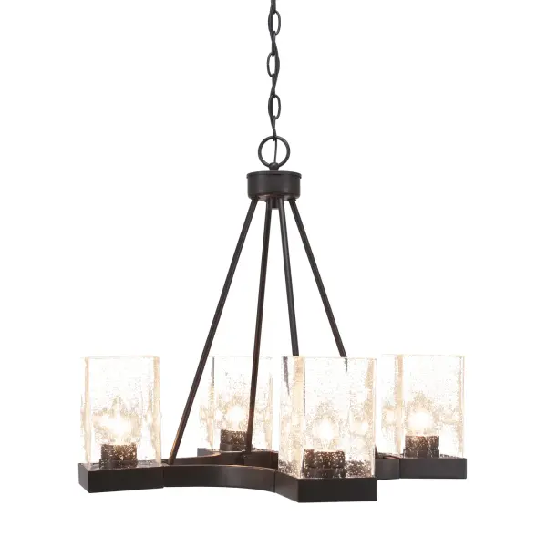 Nouvelle 4-Light Uplight Chandelier in Espresso with Clear Bubble Glass - Image 1