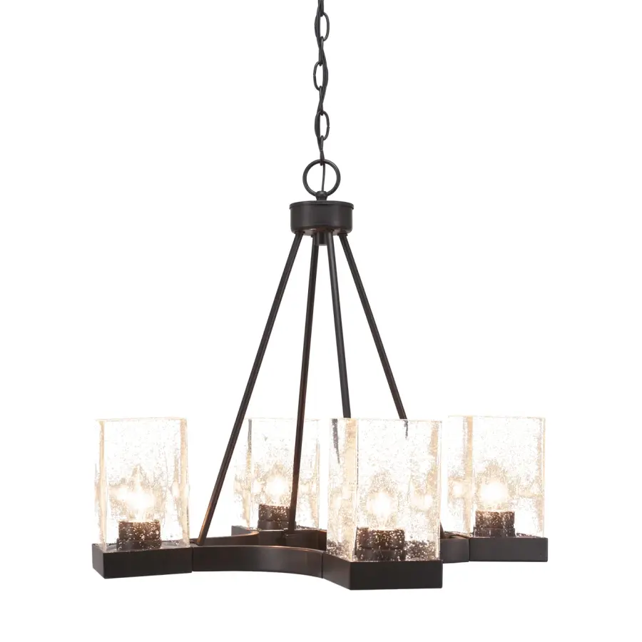 Nouvelle 4-Light Uplight Chandelier in Espresso with Clear Bubble Glass - Image 1