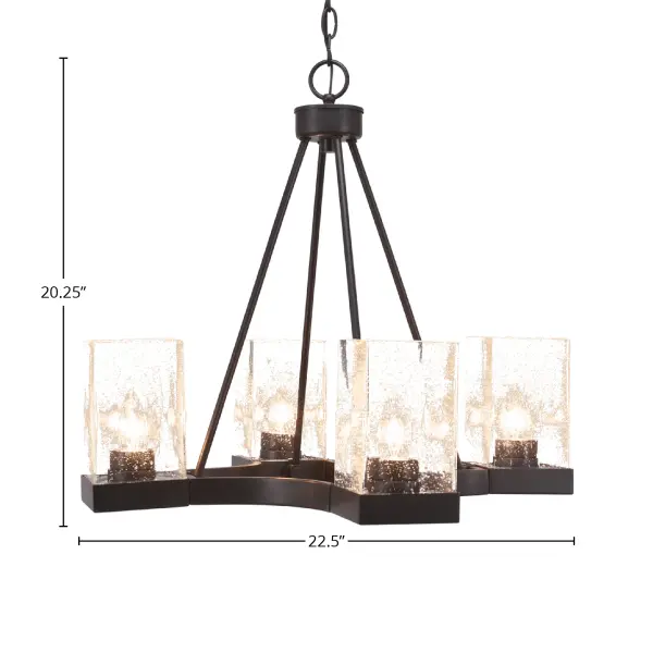 Nouvelle 4-Light Uplight Chandelier in Espresso with Clear Bubble Glass - Image 2