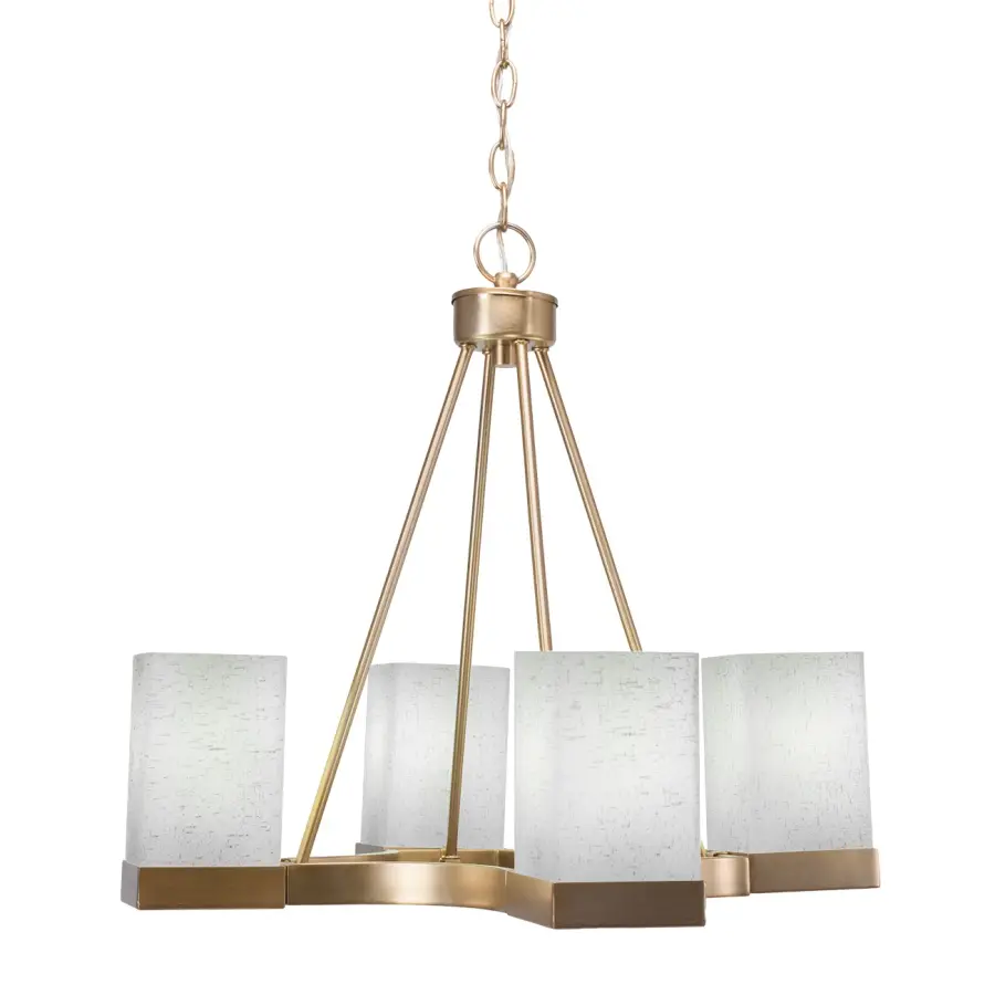 Nouvelle 4-Light Uplight Chandelier in New Age Brass with White Muslin Glass - Image 1