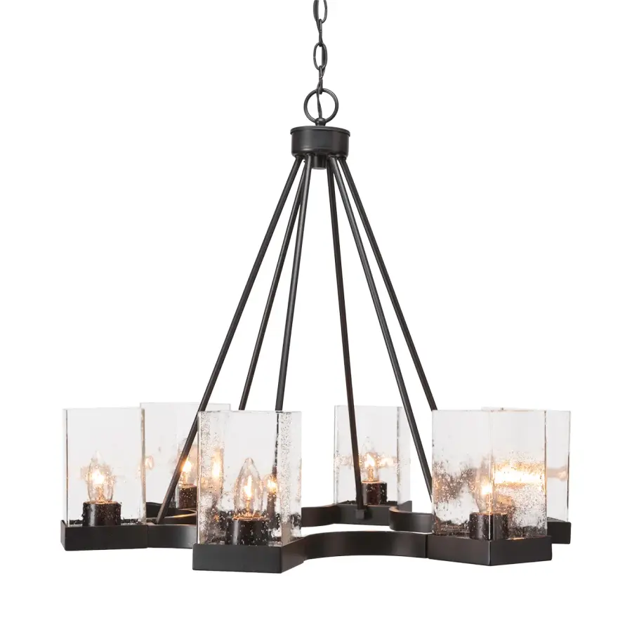 Nouvelle 4-Light Uplight Chandelier in Espresso with Clear Bubble Glass - Image 1