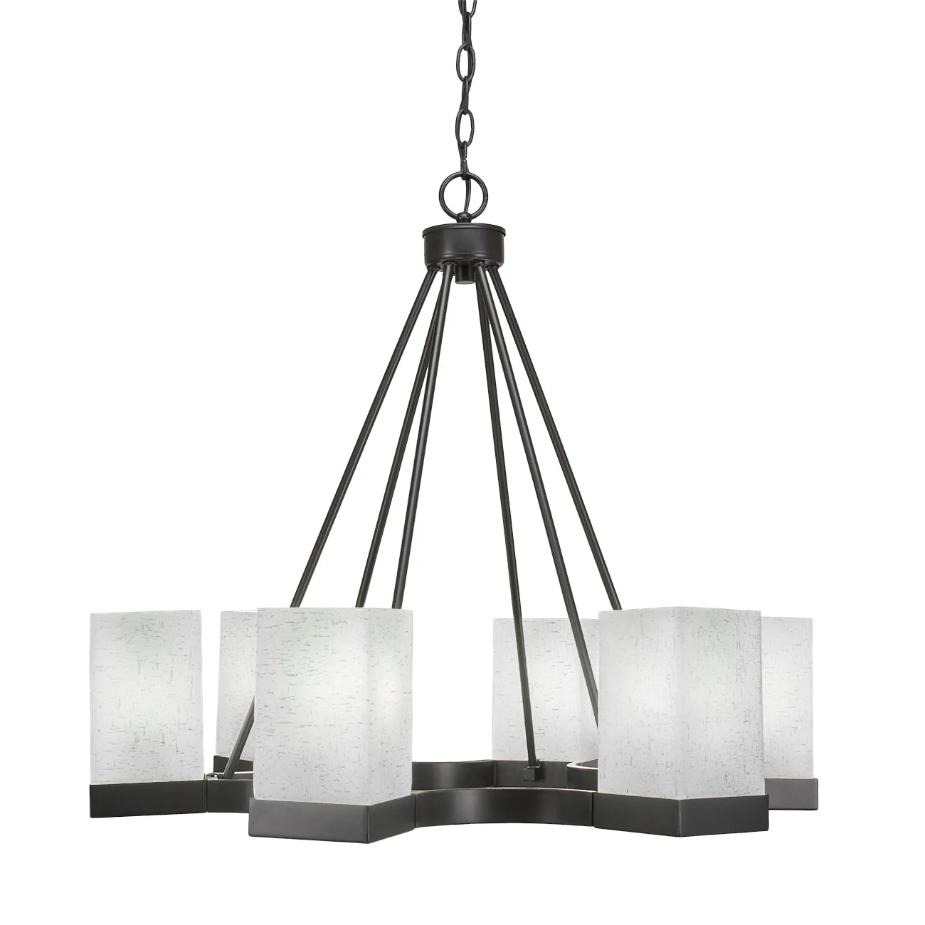 Nouvelle 4 Light Uplight Chandelier in Espresso with White Muslin Glass