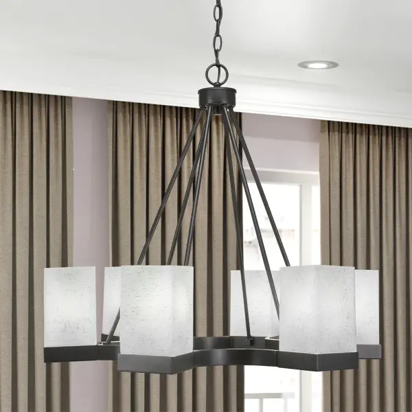 Nouvelle 4 Light Uplight Chandelier in Espresso with White Muslin Glass - Image 3