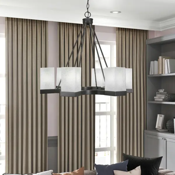 Nouvelle 4 Light Uplight Chandelier in Espresso with White Muslin Glass - Image 4