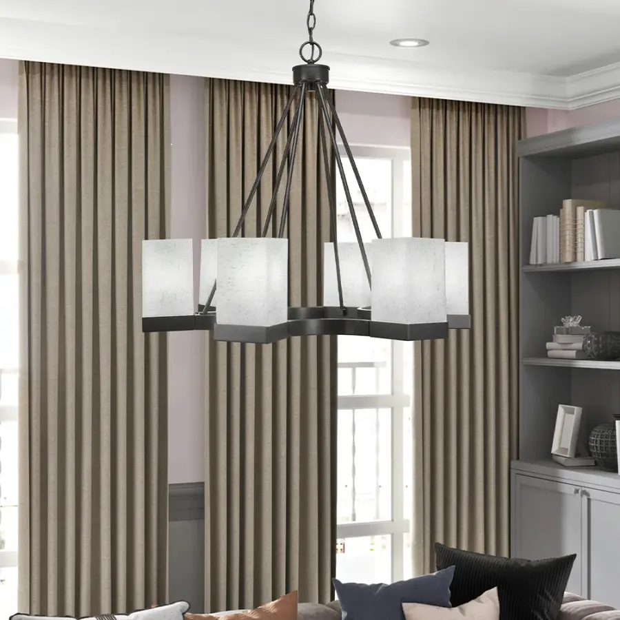 Nouvelle 4 Light Uplight Chandelier in Espresso with White Muslin Glass - Image 4