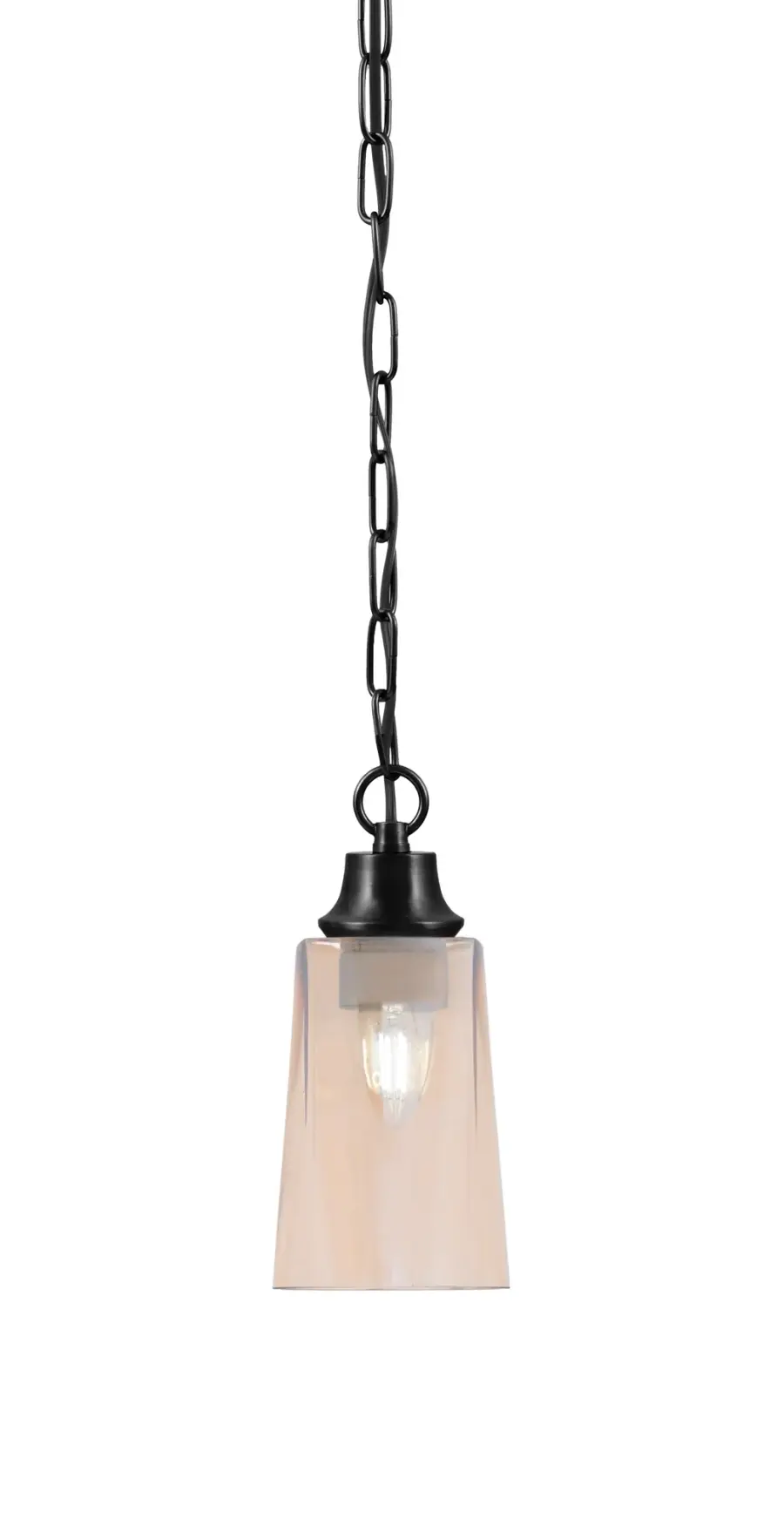 Chain Hung Mini Pendant with Amber Gradient Glass - Image 1