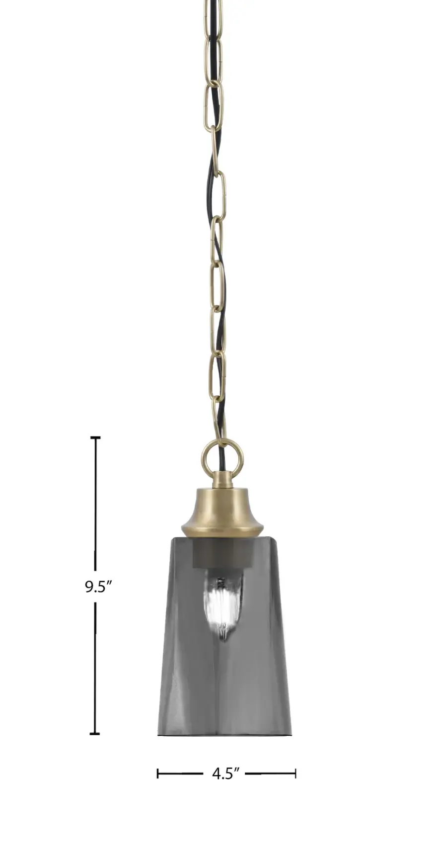 Chain Hung Mini Pendant with Smoke Bubble Glass - Image 2