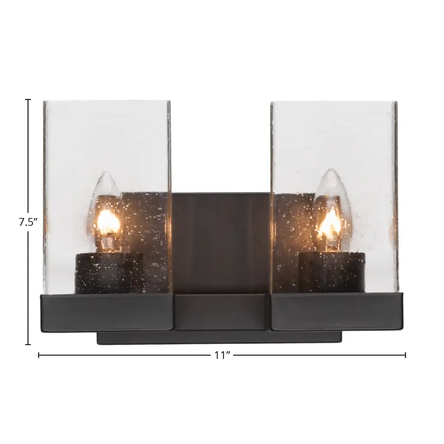 Nouvelle 2 Light Bath Bar in Espresso with Clear Bubble Glass - Image 2