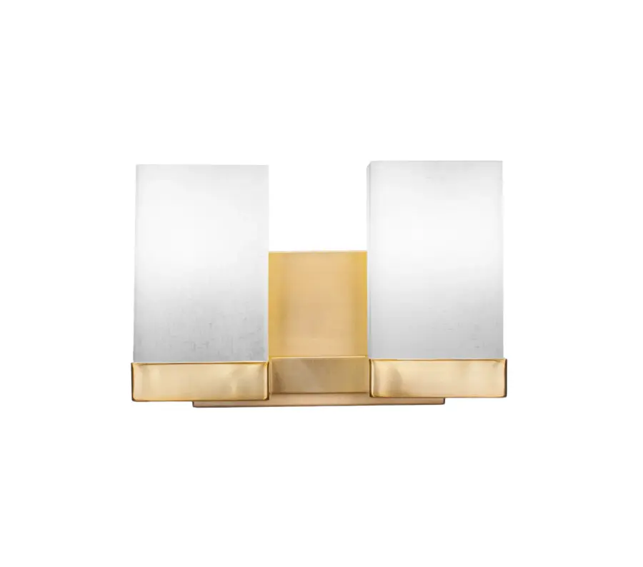 Nouvelle 2 Light Bath Bar in New Age Brass with White Muslin Glass - Image 1