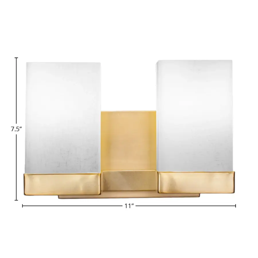 Nouvelle 2 Light Bath Bar in New Age Brass with White Muslin Glass - Image 2