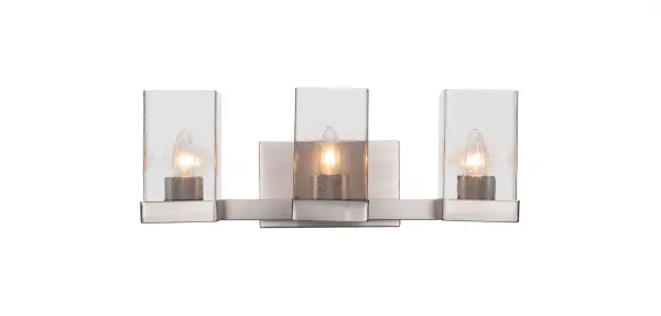 Nouvelle 3-Light Bath Bar in Graphite with Clear Bubble Glass - Image 1