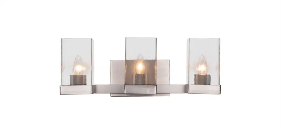 Nouvelle 3-Light Bath Bar in Graphite with Clear Bubble Glass - Image 1