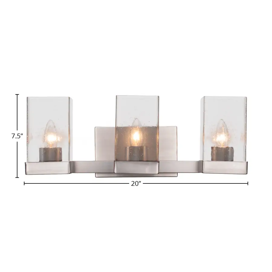 Nouvelle 3-Light Bath Bar in Graphite with Clear Bubble Glass - Image 2