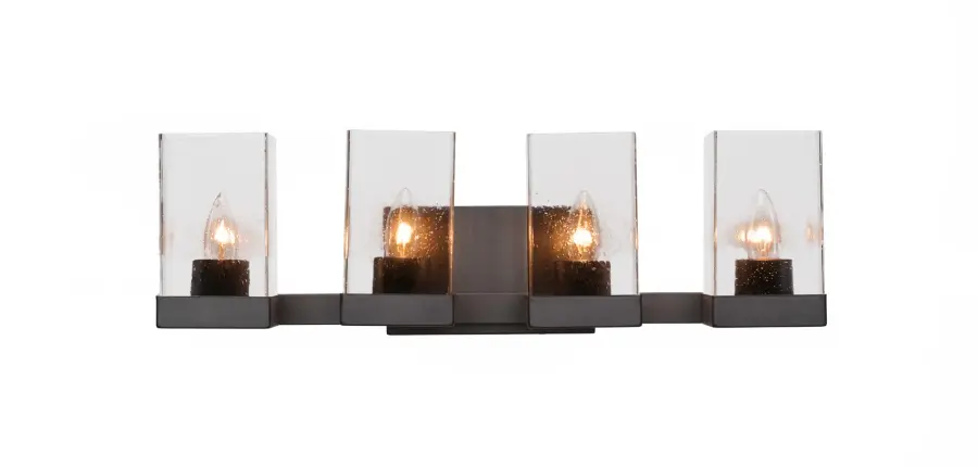 Nouvelle 4 Light Bath Bar in Espresso with Clear Bubble Glass - Image 1