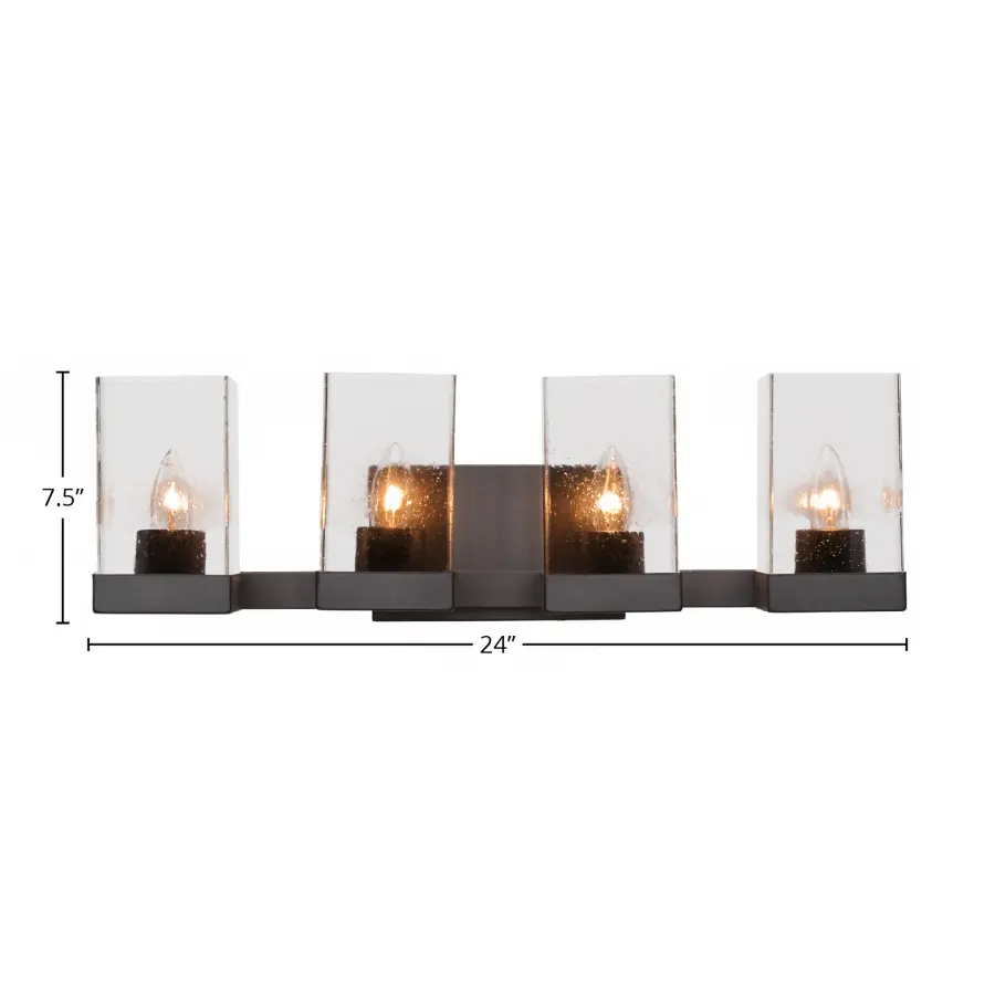 Nouvelle 4 Light Bath Bar in Espresso with Clear Bubble Glass - Image 2