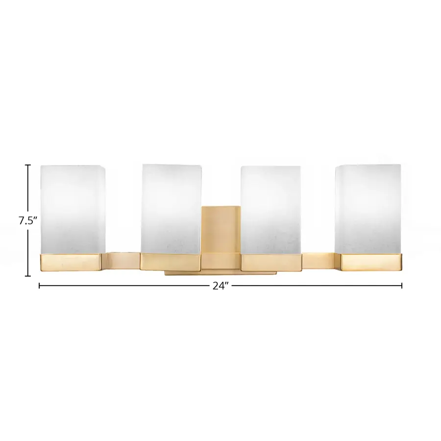 Nouvelle 4 Light Bath Bar in New Age Brass with White Muslin Glass - Image 2