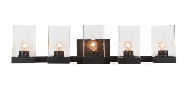 Nouvelle 5-Light Bath Bar in Espresso with Clear Bubble Glass - Image 1