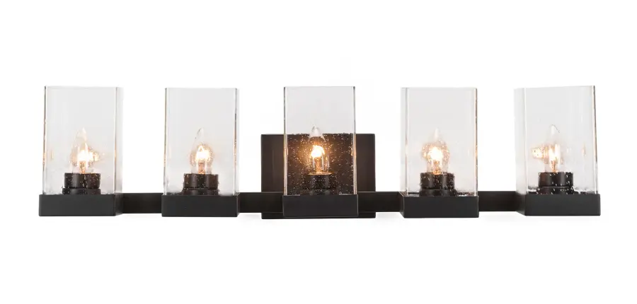 Nouvelle 5-Light Bath Bar in Espresso with Clear Bubble Glass - Image 1
